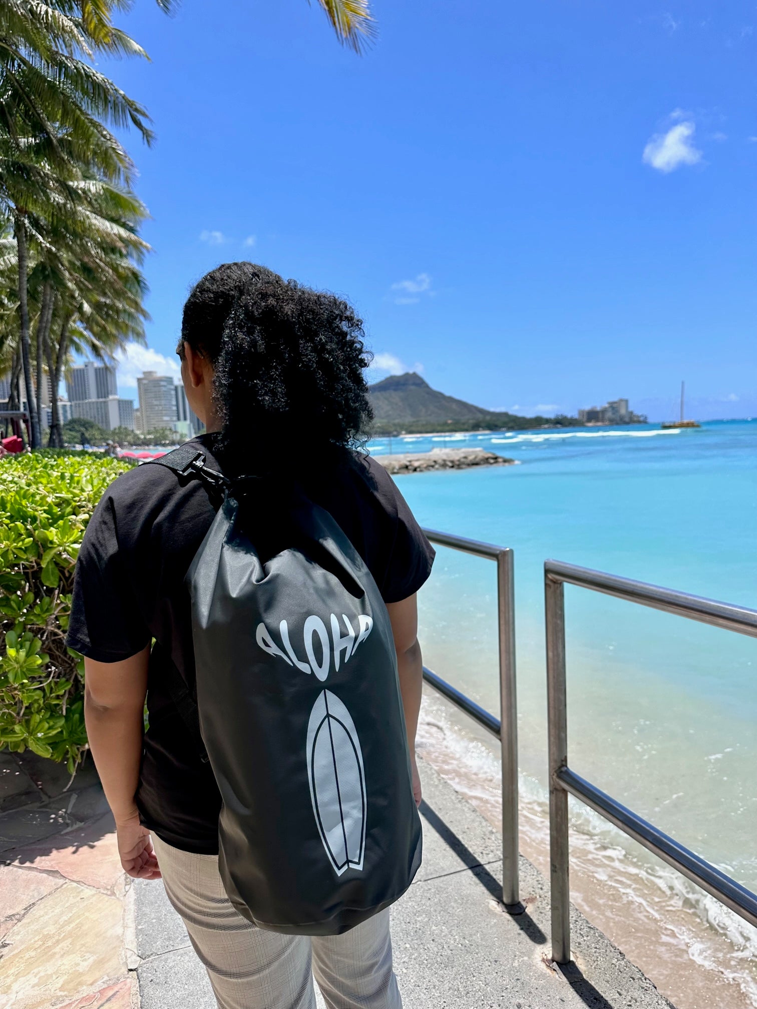 ALOH ストライプ ブラック　バッグ ALOHA Dry Bag-20L アロハドライバッグ20L（2ストラップ付き