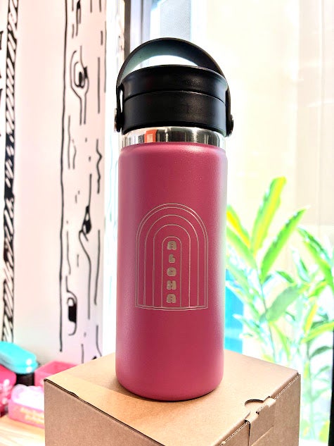 Hydro Flask Engraved (Aloha Rainbow) Wide Mouth with Flex Sip 16oz